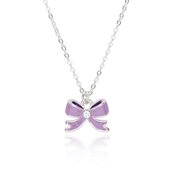 Equilibrium Girls Pretty Bow Silver Plated Necklace