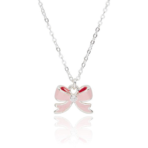 Equilibrium Girls Pretty Bow Silver Plated Necklace
