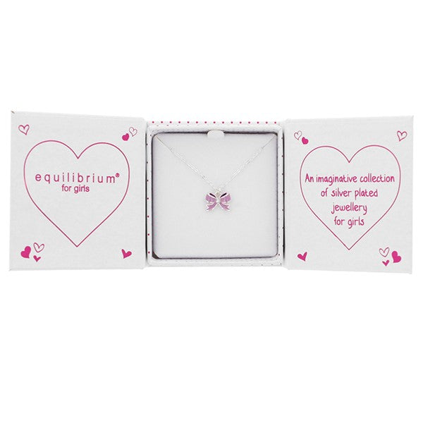 Equilibrium Girls Pretty Bow Silver Plated Necklace