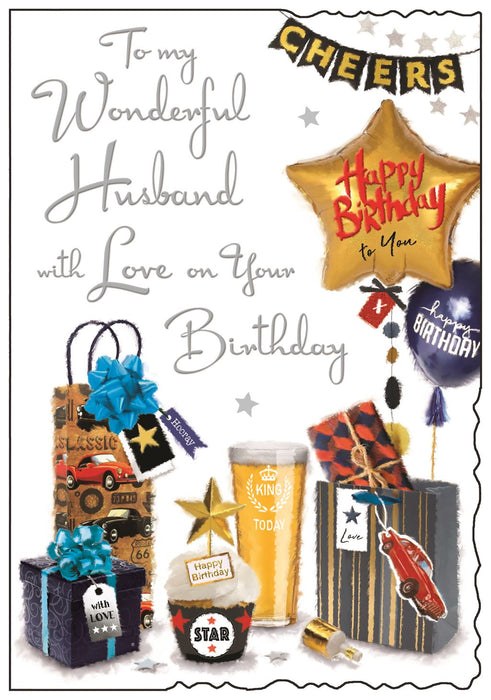 Jonny Javelin 'To A Wonderful Husband' Birthday Card