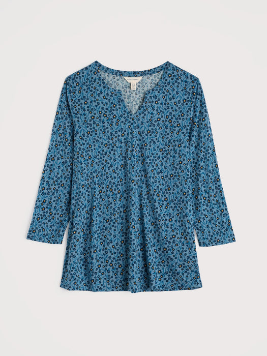 Seasalt Women's 3/4 Kellow Top In Flax Flower Horizon