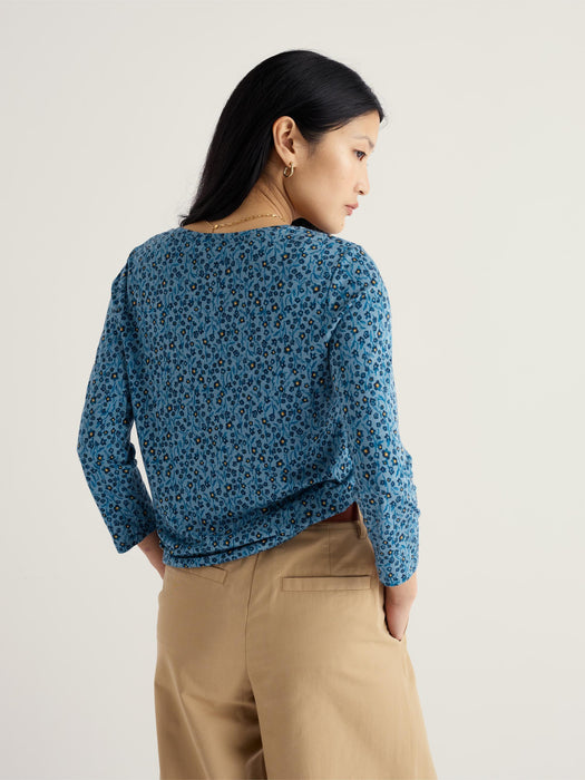 Seasalt Women's 3/4 Kellow Top In Flax Flower Horizon