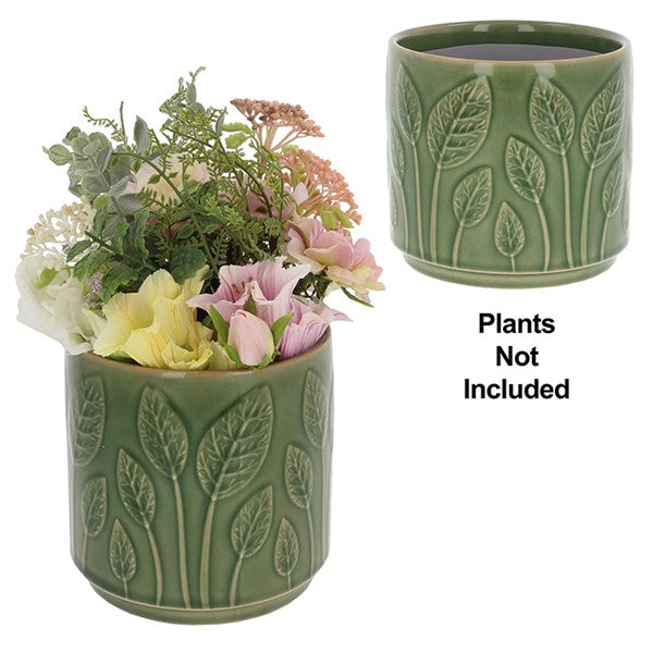 Deco Glaze Planter Leaves Small