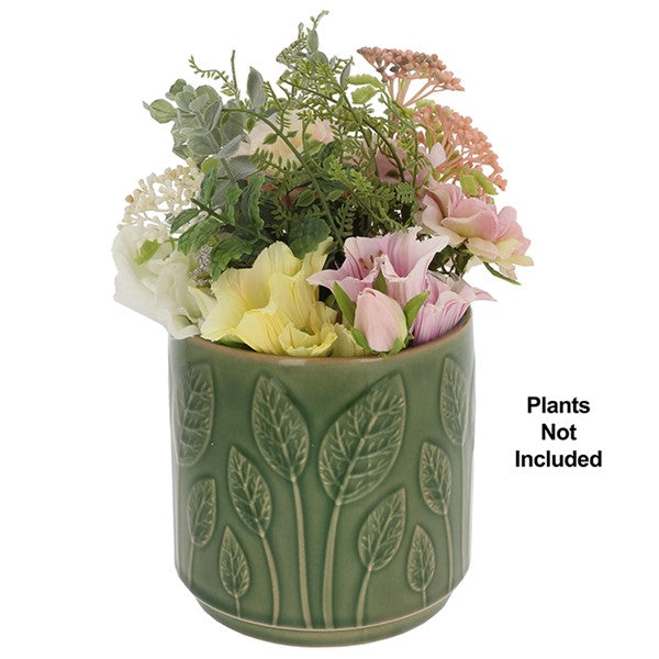 Deco Glaze Planter Leaves Small