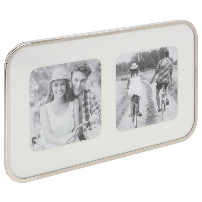 Plain Silver Curve Double Frame 4x4