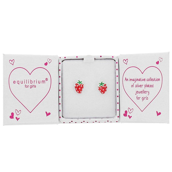 Equilibrium Girls Strawberry Silver Plated Earrings