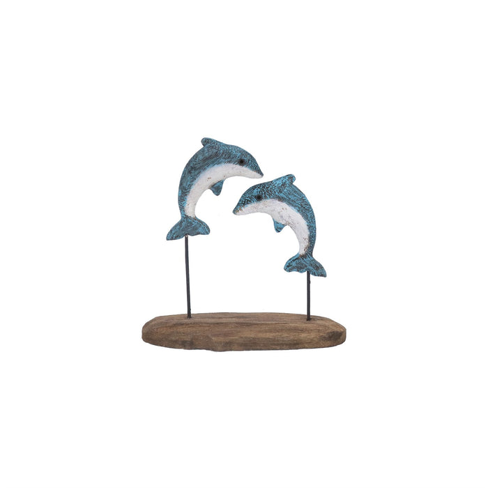 Gisela Graham Rustic Dolphins On Plinth Ornament