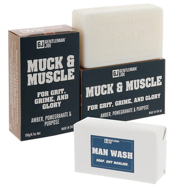 Man Wash Soap Classic Muck & Muscle Bar For Grit, Grime & Glory. Amber, Pomegranate & Purpose