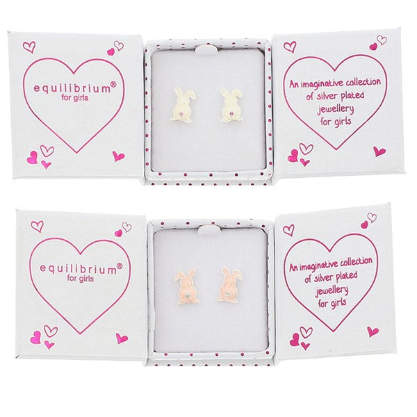 Equilibrium Girls Sparkle Tail Bunny Silver Plated Necklace