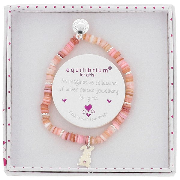 Equilibrium Girls Sparkle Tail Bunny Silver Plated Bracelet