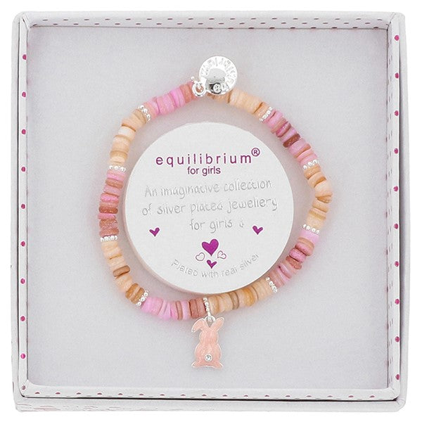 Equilibrium Girls Sparkle Tail Bunny Silver Plated Bracelet