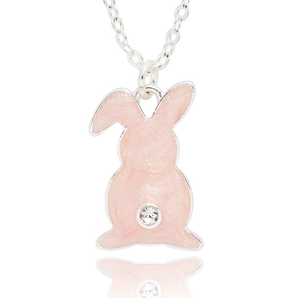 Equilibrium Girls Sparkle Tail Bunny Silver Plated Necklace