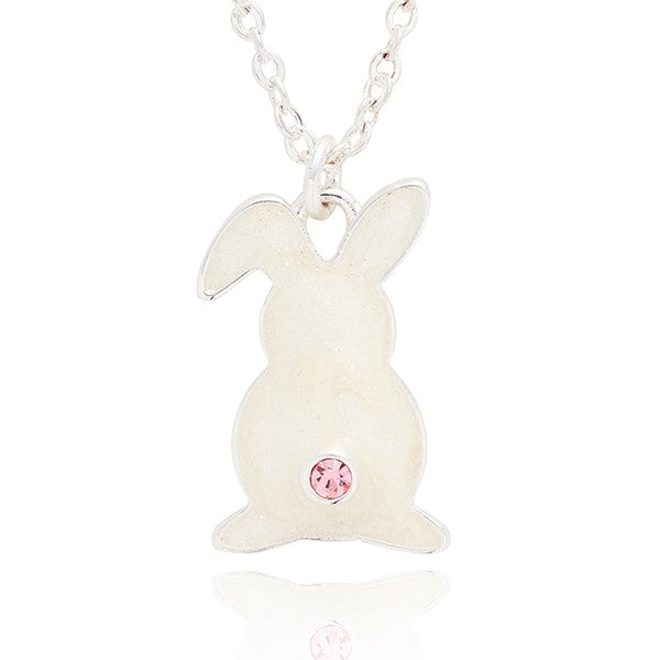 Equilibrium Girls Sparkle Tail Bunny Silver Plated Necklace