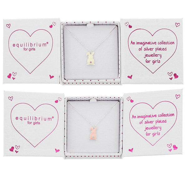 Equilibrium Girls Sparkle Tail Bunny Silver Plated Necklace