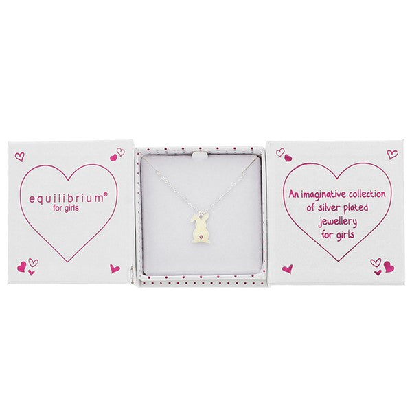 Equilibrium Girls Sparkle Tail Bunny Silver Plated Necklace