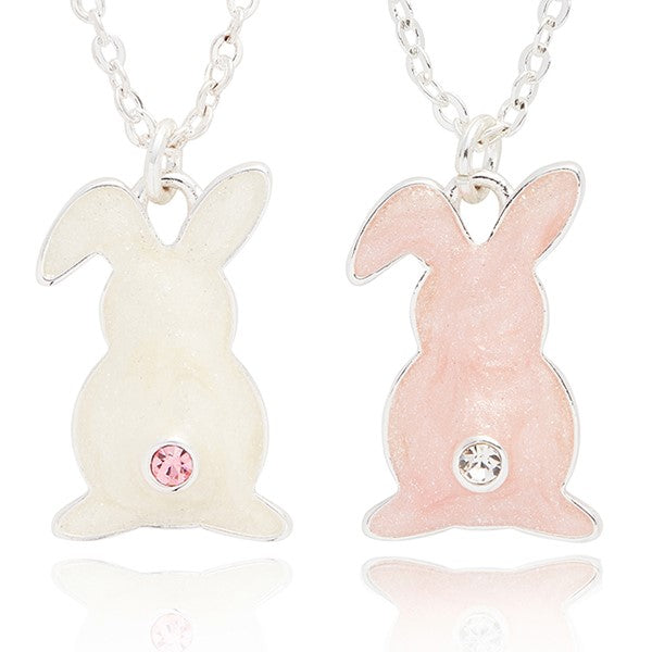 Equilibrium Girls Sparkle Tail Bunny Silver Plated Necklace
