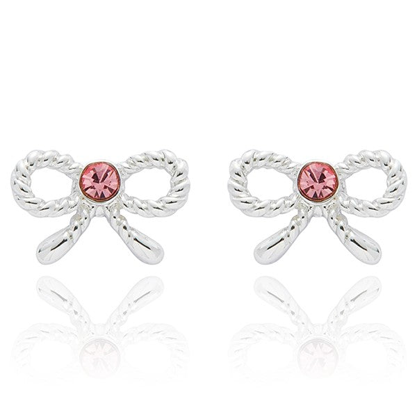 Equilibrium Girls Pretty Pearls & Bows Silver Plated Earrings