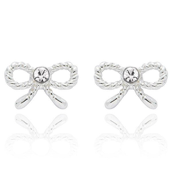 Equilibrium Girls Pretty Pearls & Bows Silver Plated Earrings