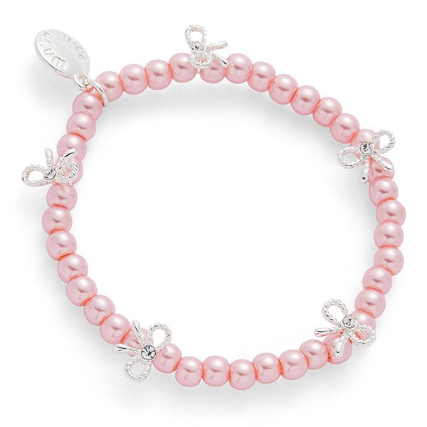 Equilibrium Girls Pretty Pearls & Bows Silver Plated Bracelet