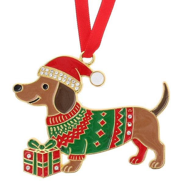 Xmas Treasures Cute Sausage Dog Tree Ornament
