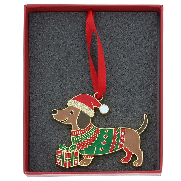 Xmas Treasures Cute Sausage Dog Tree Ornament