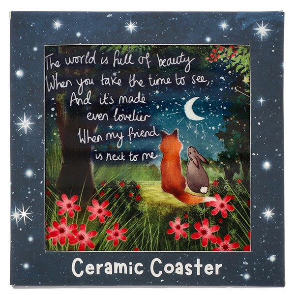 Fox Under The Moon Coaster Beautiful Friend