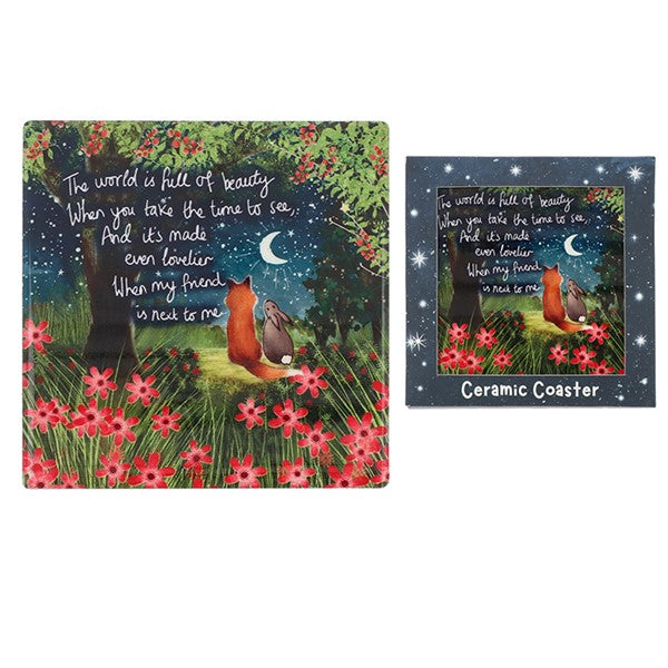 Fox Under The Moon Coaster Beautiful Friend