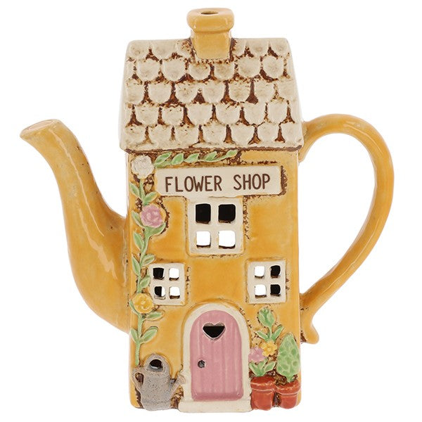 Village Pottery Flower Shop Teapot Tealight