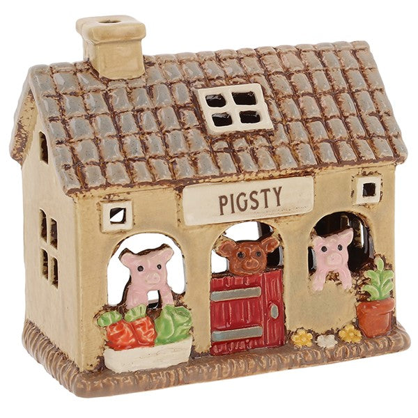 Village Pottery Pig Sty Tealight