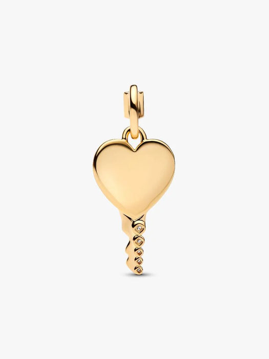 Pandora Engravable Heart Key Pendant 14k Gold Plating
