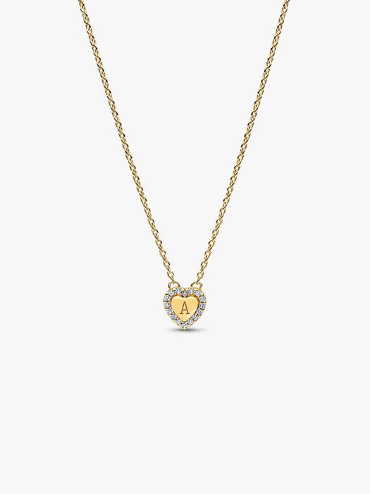 Pandora Engravable Heart Halo Collier Necklace 14k Gold Plating