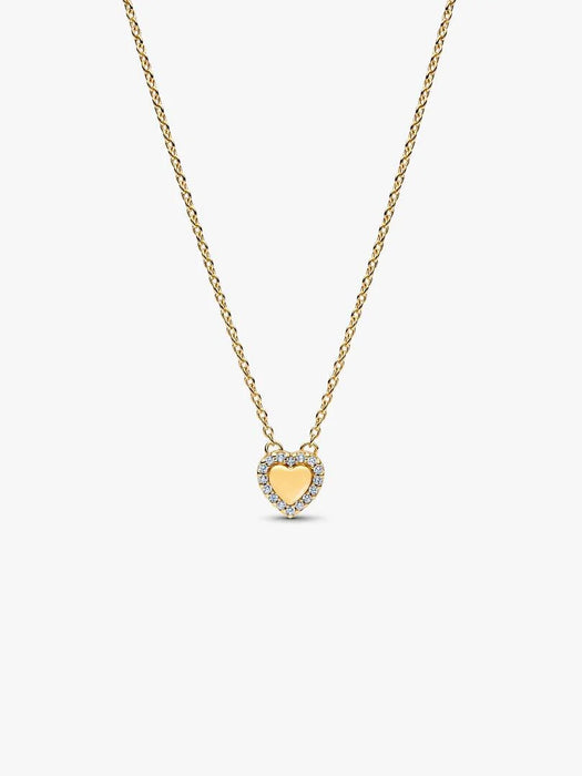 Pandora Engravable Heart Halo Collier Necklace 14k Gold Plating