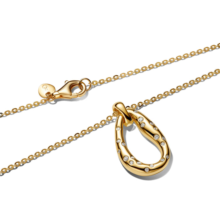 Pandora Organically Shaped Stone-Set Pendant Necklace 14k Gold Plating