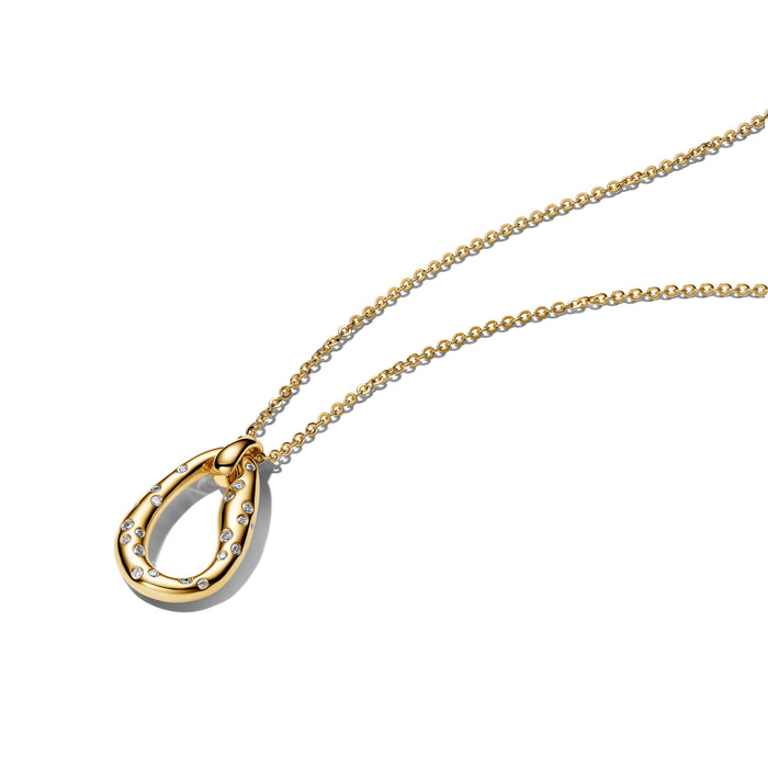 Pandora Organically Shaped Stone-Set Pendant Necklace 14k Gold Plating