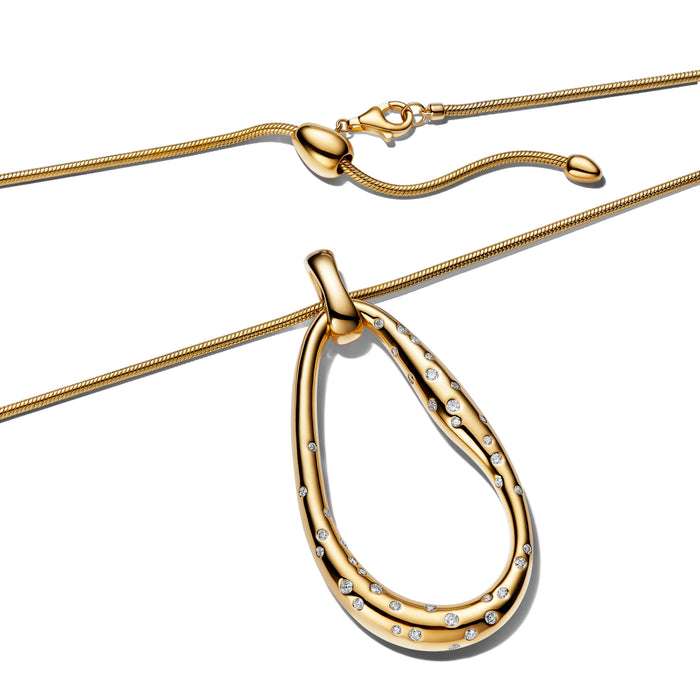 Pandora Organically Shaped Stone-Set Statement Pendant Necklace 14k Gold Plating