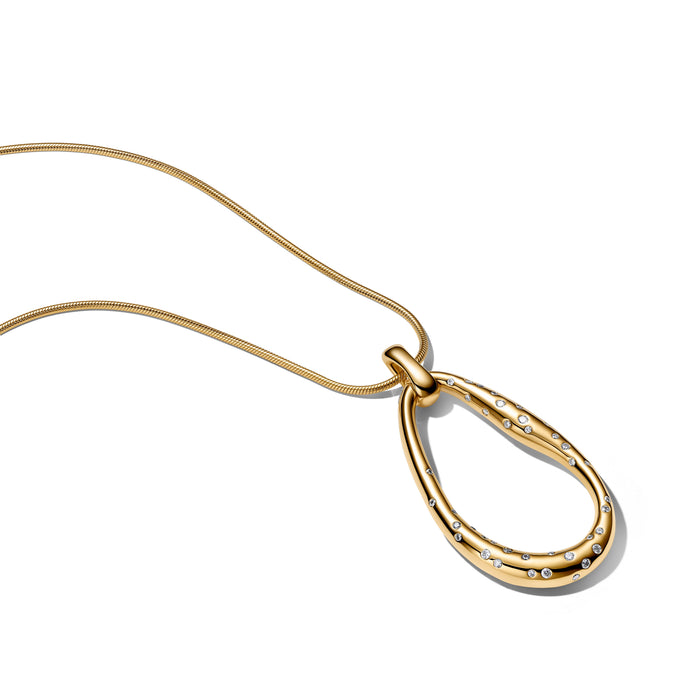 Pandora Organically Shaped Stone-Set Statement Pendant Necklace 14k Gold Plating