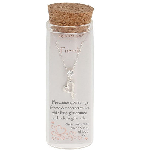 Equilibrium Girls Message In A Bottle Silver Plated Necklace Friends