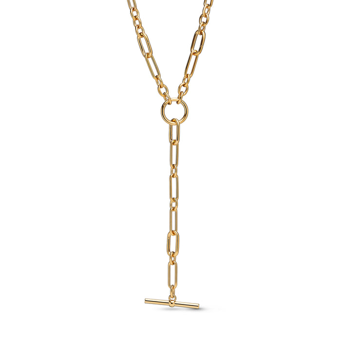 Pandora Link Chain Y-Necklace 14k Gold Plating