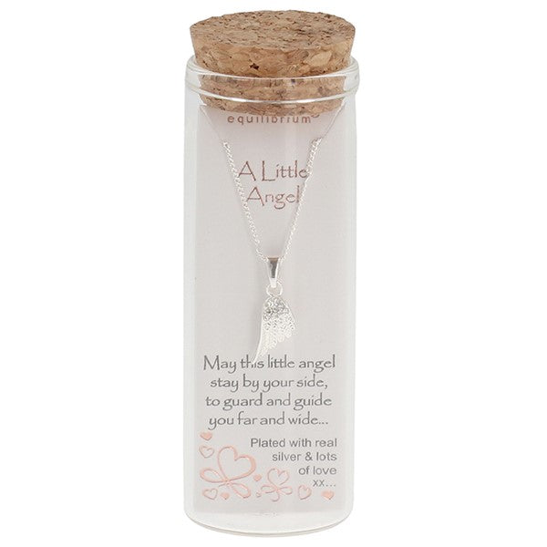 Equilibrium Girls Message In A Bottle Silver Plated Necklace Angel
