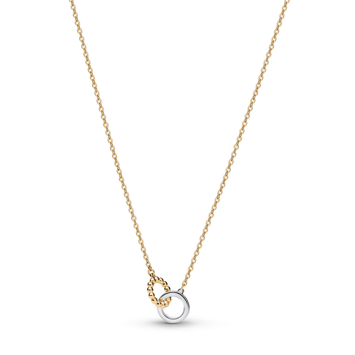 Pandora Beads & Pavé Interlocking Circles Necklace 14k Gold Plating & Sterling Silver