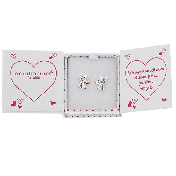 Equilibrium Girls Sitting Teddy Two Tone Earrings