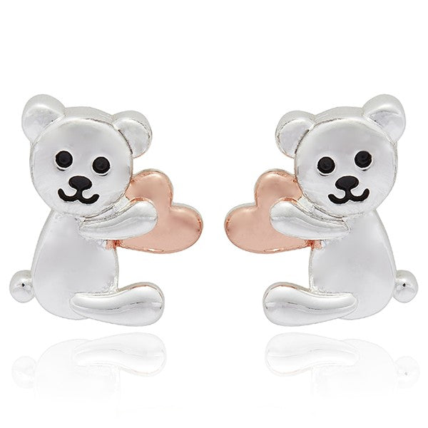 Equilibrium Girls Sitting Teddy Two Tone Earrings