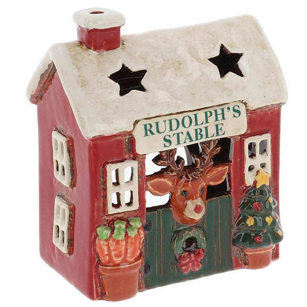 Village Pottery Xmas Rudolphs Stable Small