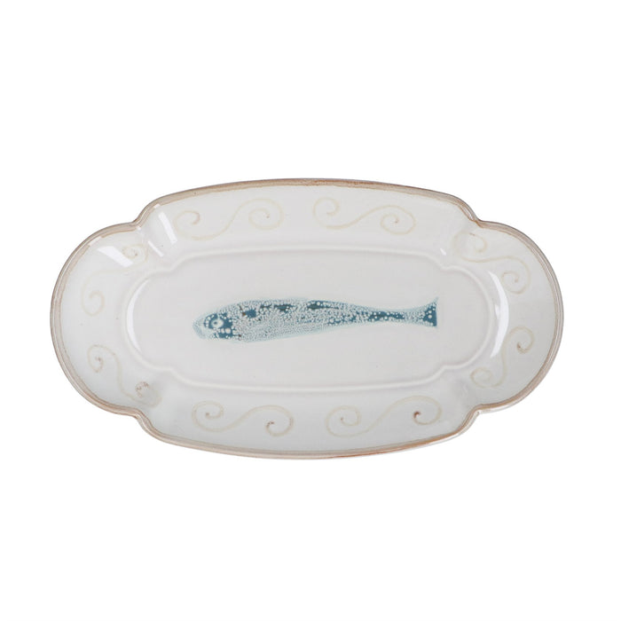 Gisela Graham Fish Fluted Stoneware Oval Medium Plate