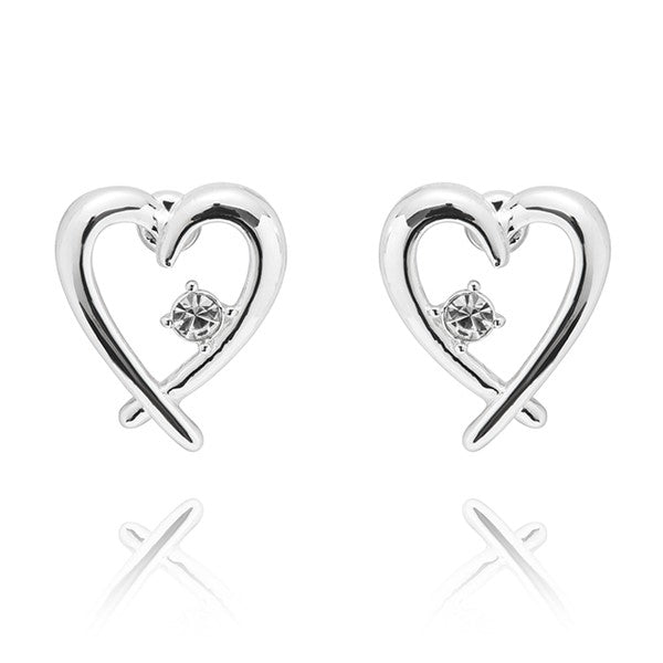 Equilibrium All That Sparkles Silver Plated Necklace & Earrings Crossover Heart