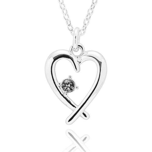 Equilibrium All That Sparkles Silver Plated Necklace & Earrings Crossover Heart