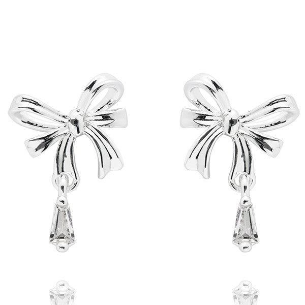 Equilibrium All That Sparkles Silver Plated Necklace & Earrings Glam Bow