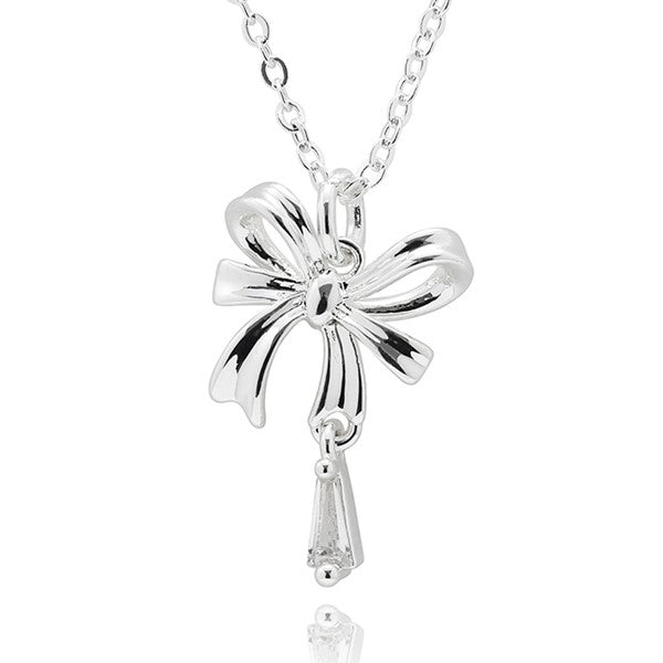 Equilibrium All That Sparkles Silver Plated Necklace & Earrings Glam Bow
