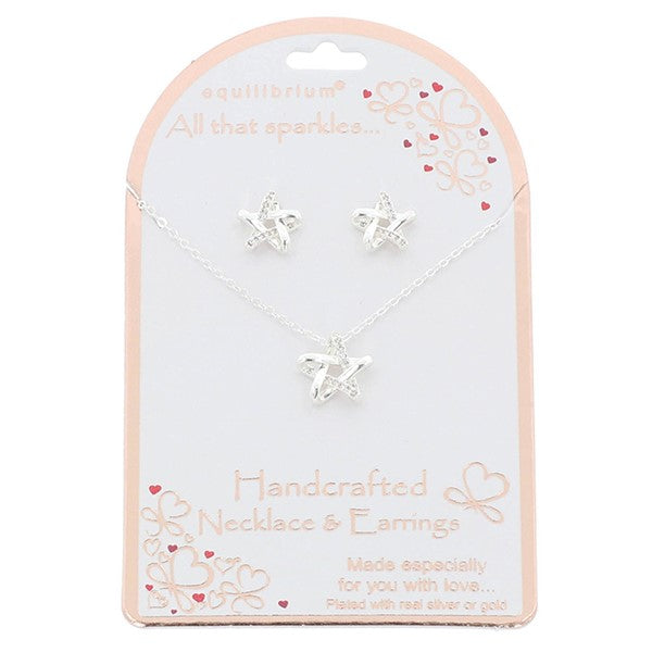 Equilibrium All That Sparkles Silver Plated Necklace & Earrings Star