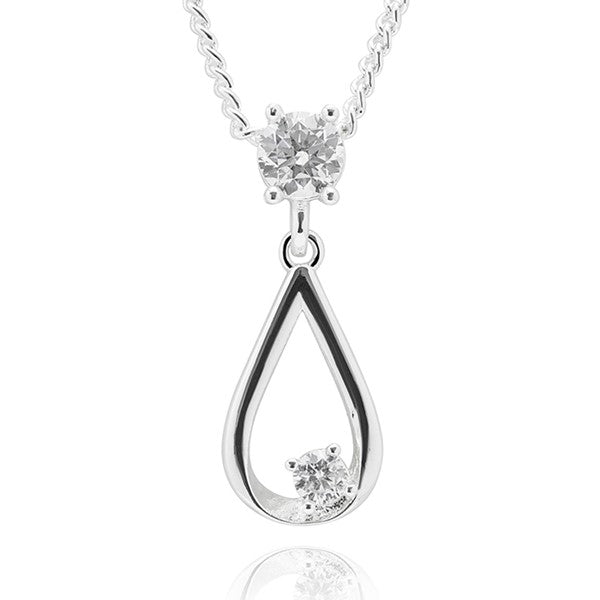 Equilibrium All That Sparkles Silver Plated Necklace & Earrings Teardrop